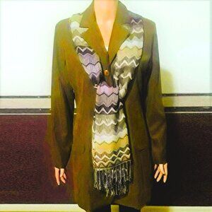 220 HICKORY NUTMEG OXFORD STYLE 3/4 LENGTH COAT WITH ADDED SCARF SIZE 8 NWOT